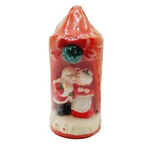 Mr & Mrs Santa Claus Pillar Candle Red White Sealed 6 1/2" 1984